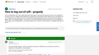 How to log out of wifi - properly - Microsoft Community