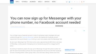 You can now sign up for Messenger with your phone number, no ...