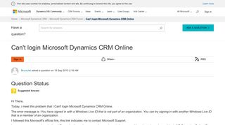 Can't login Microsoft Dynamics CRM Online