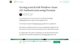 Getting started with Windows Azure AD Authentication using Postman