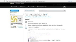 I can not logout on Azure AD - MSDN - Microsoft