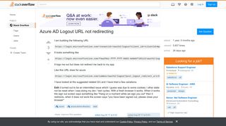 Azure AD Logout URL not redirecting - Stack Overflow