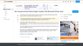 No 'Access-Control-Allow-Origin' header with Microsoft Online Auth ...