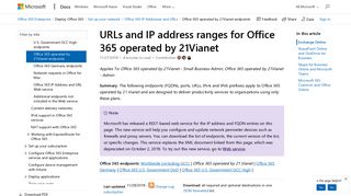 URLs and IP address ranges for Office 365 operated by 21Vianet ...