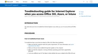 Troubleshooting guide for Internet Explorer when you access Office ...