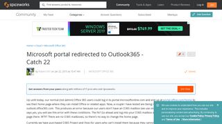 [SOLVED] Microsoft portal redirected to Outlook365 - Catch 22 ...