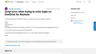 Script error when trying to enter login on OneDrive for Business ...