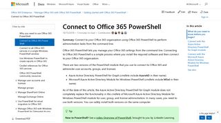 Connect to Office 365 PowerShell | Microsoft Docs