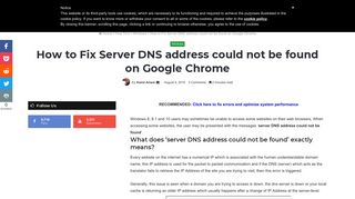 How to Fix Server DNS address could not be found on Google Chrome