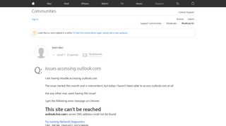 issues accessing outlook.com - Apple Community