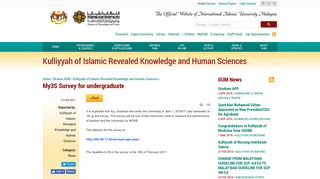 My3S Survey for undergraduate - International Islamic University ...