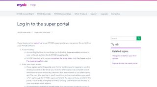 Log in to the super portal - Small Business Support - MYOB