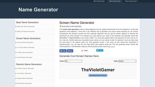Screen Name Generator - Generate Cool Screen Names!