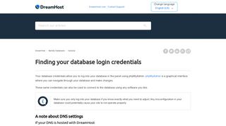 Finding your database login credentials – DreamHost
