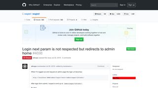 Login next param is not respected but redirects to admin home · Issue ...