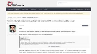 Fehlermeldung bei courier imap: login NO Error in IMAP command ...