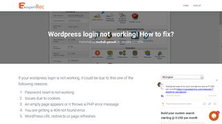 Wordpress login not working - How to fix? - Expertrec