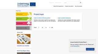 Project login, Interreg VB North Sea Region Programme