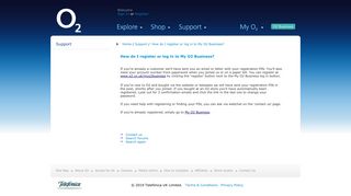 How do I register or log in to My O2 Business? | Support | O2