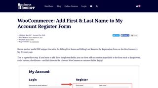 WooCommerce: Add First & Last Name to My Account Register Form