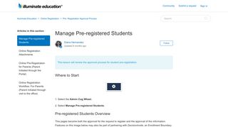 Manage Pre-registered Students – Illuminate Education