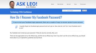 How Do I Recover My Facebook Password? - Ask Leo!