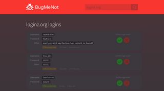 loginz.org passwords - BugMeNot