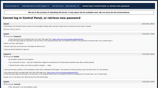 Cannot log in Control Panel, or retrieve new password [Archives ...