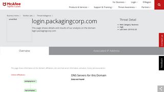 login.packagingcorp.com - Domain - McAfee Labs Threat Center