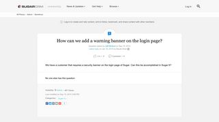 How can we add a warning banner on the login page? | SugarCRM ...
