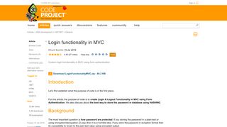 Login functionality in MVC - CodeProject
