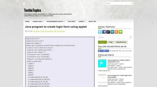 Java program to create login form using applet ~ TechieTopics