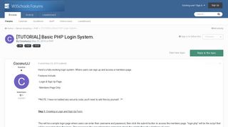 [TUTORIAL] Basic PHP Login System. - PHP - W3Schools Forum