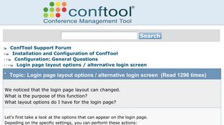 Login page layout options / alternative login screen - ConfTool