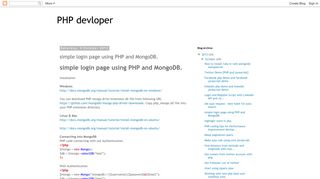 PHP devloper: simple login page using PHP and MongoDB.