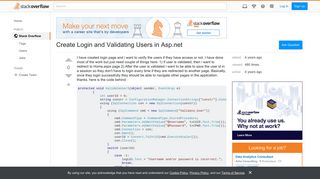 Create Login and Validating Users in Asp.net - Stack Overflow