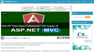 Web API Token Based Authentication With Angular JS | Mukesh Kumar