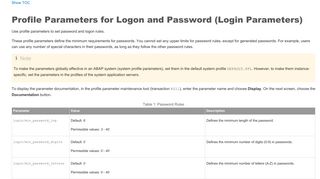 Profile Parameters for Logon and Password (Login Parameters)