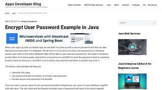 Encrypt User Password Example in Java - Apps Developer Blog