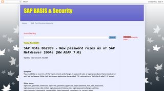 SAP BASIS & Security: SAP Note 862989 - New password rules as of ...