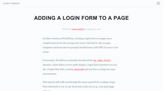 Adding a login form to a page — Justin Tadlock