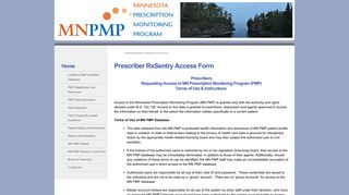Prescriber RxSentry Access Form - MN PMP