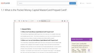 1.1 What is the Pocket Money Capital MasterCard Prepaid Card? - PDF