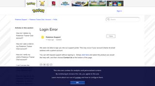 Login Error – Pokémon Support