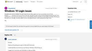 Windows 10 Login issues - Microsoft Community