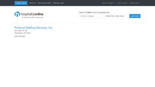 Protocol Staffing Services, Inc, Washington, DC Jobs | Hospitality Online
