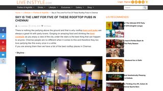 Sky Is The Limit For Five Of These Rooftop Pubs In Chennai | Party ...