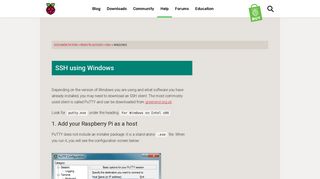 SSH using Windows - Raspberry Pi Documentation