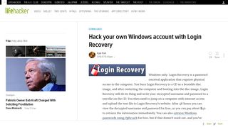 Hack your own Windows account with Login Recovery - Lifehacker
