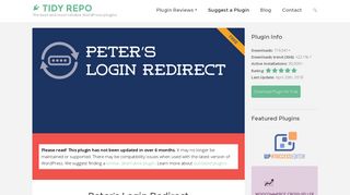 Peter's Login Redirect: Change Redirect after User Login - Tidy Repo
